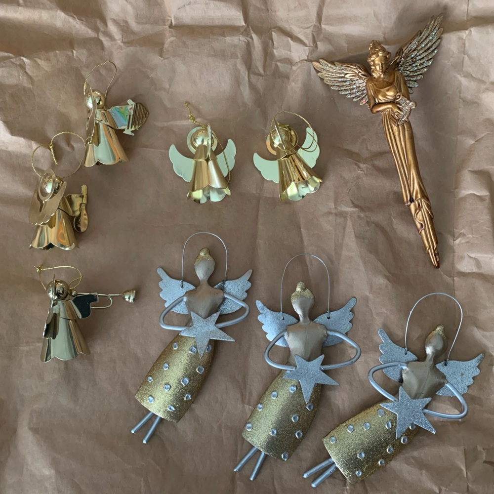Gold and Silver Angel Ornaments Set